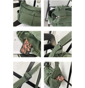 Vintage casual canvas shoulder bag
