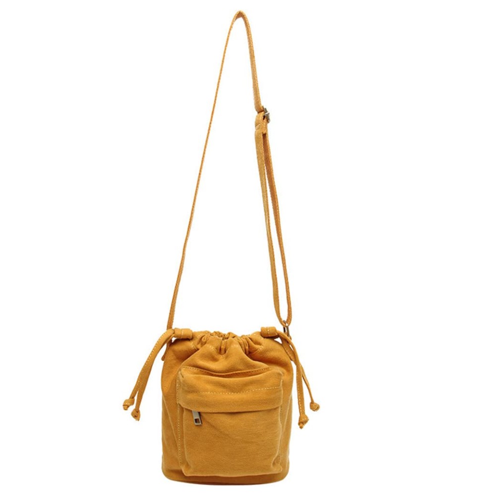 Vintage canvas drawstring bucket bag