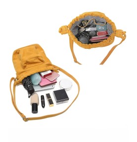 Vintage canvas drawstring bucket bag