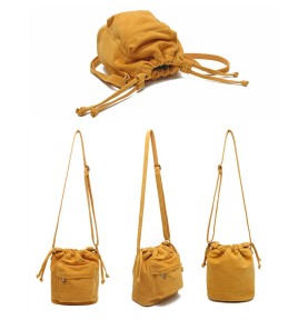 Vintage canvas drawstring bucket bag