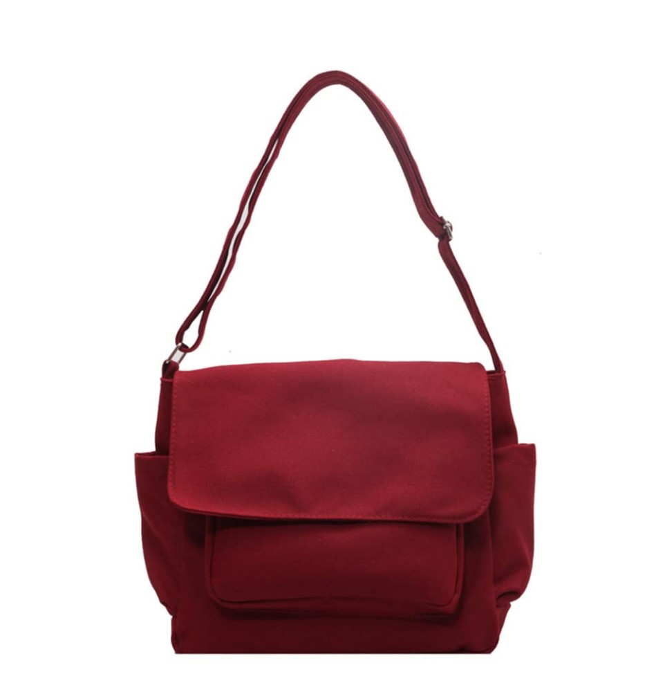 Vintage Burgundy Canvas Shoulder Bag