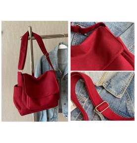 Vintage Burgundy Canvas Shoulder Bag