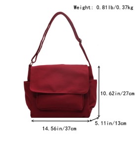 Vintage Burgundy Canvas Shoulder Bag