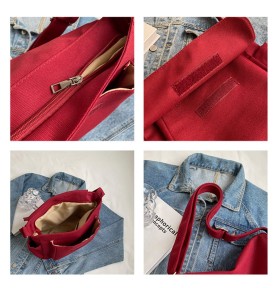 Vintage Burgundy Canvas Shoulder Bag