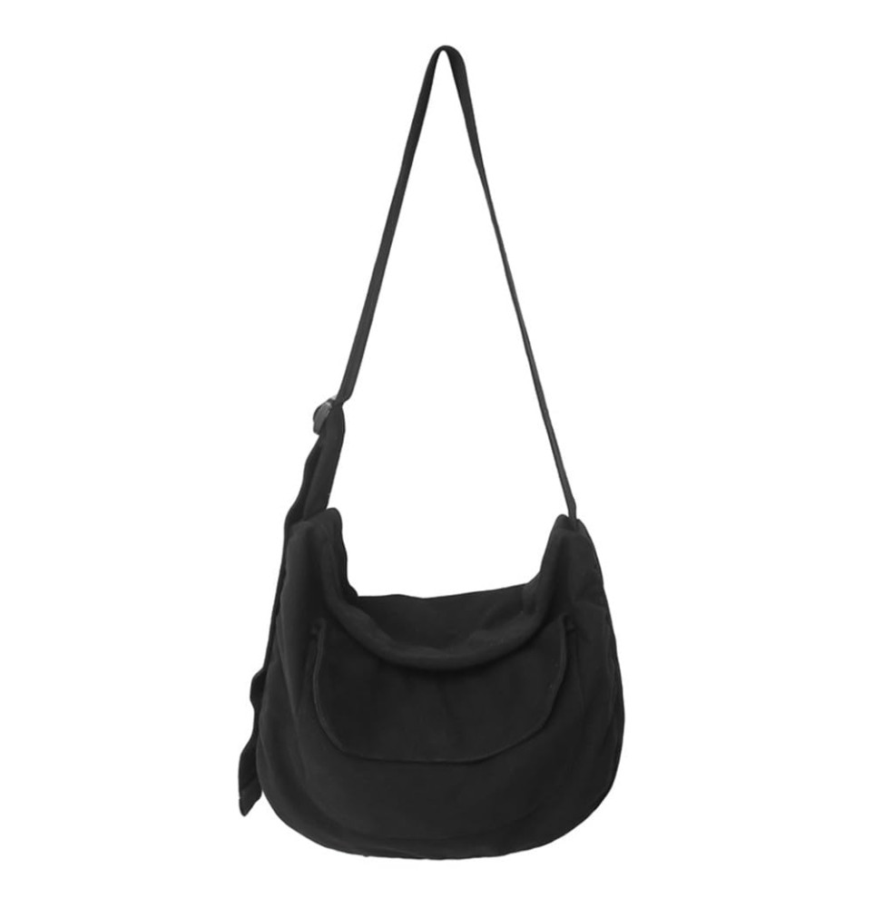 Minimalist black canvas shoulder bag