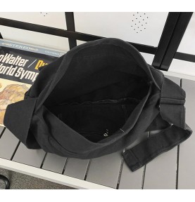 Minimalist black canvas shoulder bag