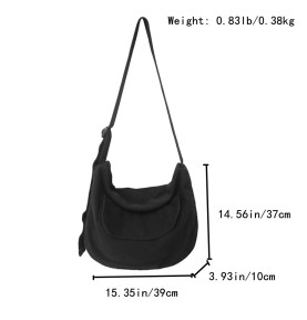 Minimalist black canvas shoulder bag