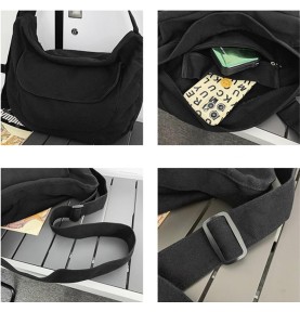 Minimalist black canvas shoulder bag