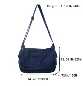 Vintage denim blue shoulder bag