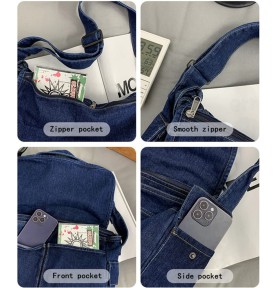 Vintage denim blue shoulder bag