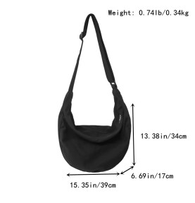 Simple and casual black canvas shoulder bag