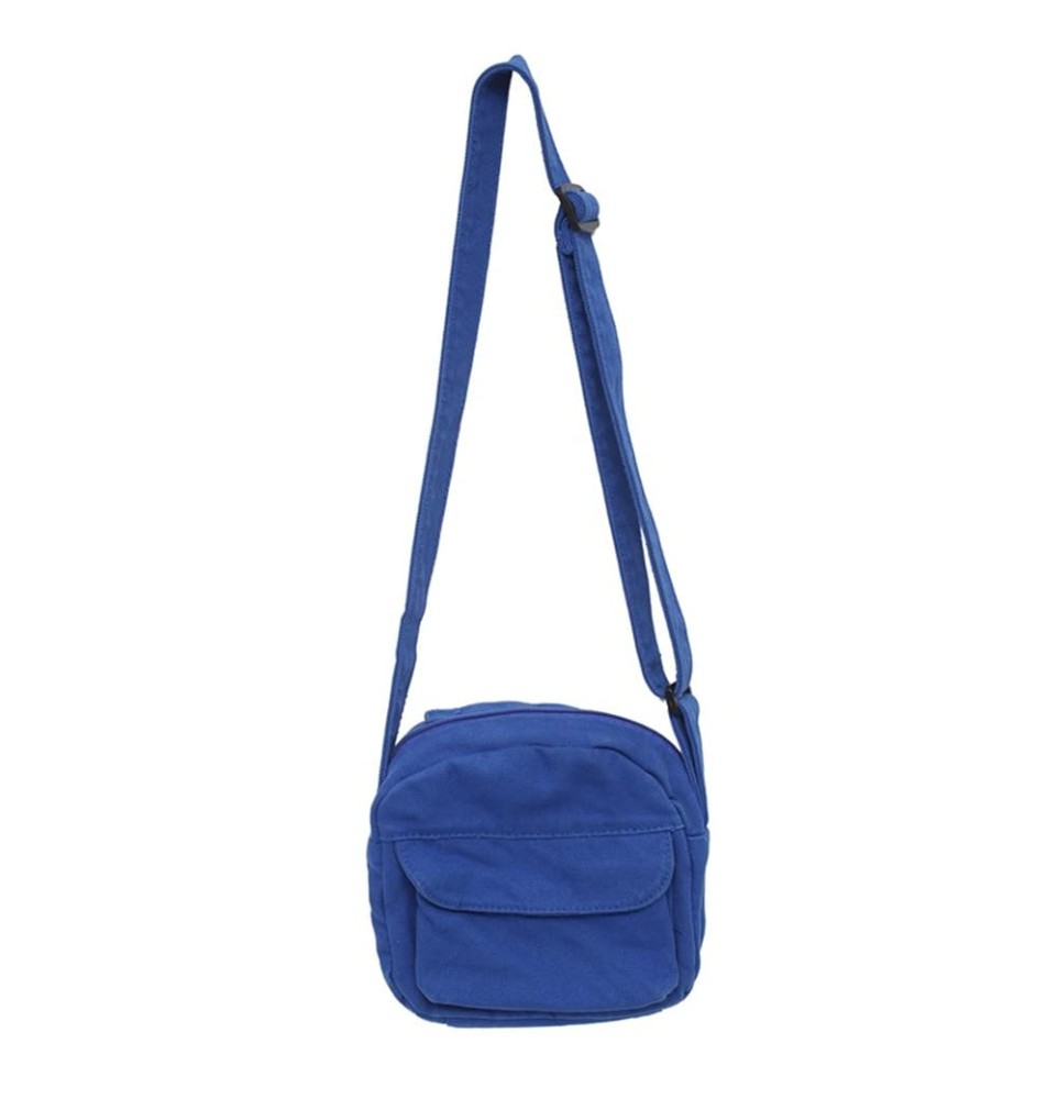 Vibrant Blue Canvas Crossbody Bag