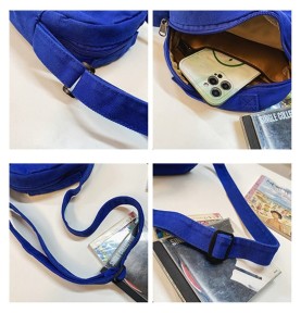 Vibrant Blue Canvas Crossbody Bag
