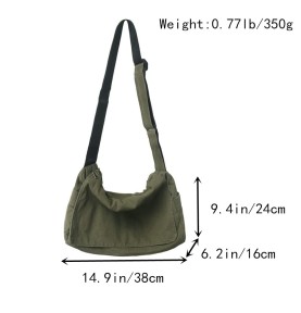 Army Green Canvas Casual Shoulder Bag