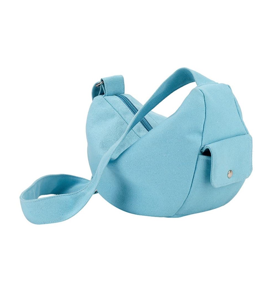 Fresh Blue Canvas Crescent Shoulder Bag