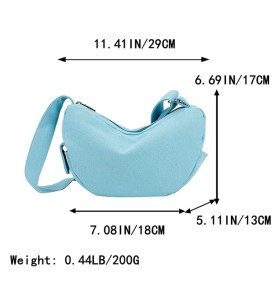 Fresh Blue Canvas Crescent Shoulder Bag