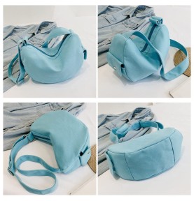 Fresh Blue Canvas Crescent Shoulder Bag