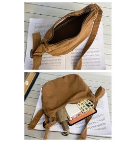 Khaki Canvas Casual Shoulder Bag