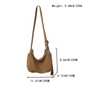 Khaki Canvas Casual Shoulder Bag