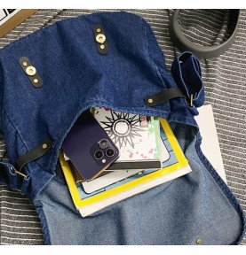 Denim Blue Canvas Shoulder Bag