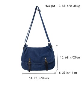Denim Blue Canvas Shoulder Bag