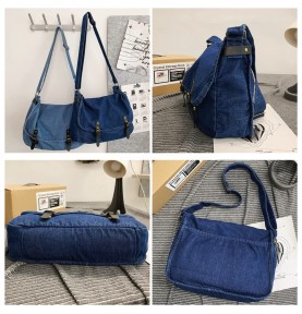Denim Blue Canvas Shoulder Bag