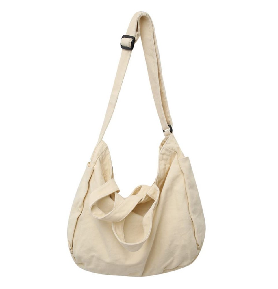 Off-white canvas casual shoulder bag