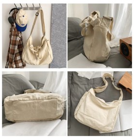 Off-white canvas casual shoulder bag