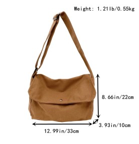 Khaki Canvas Casual Shoulder Bag