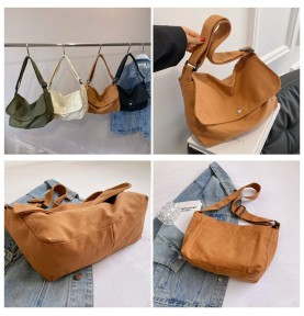 Khaki Canvas Casual Shoulder Bag