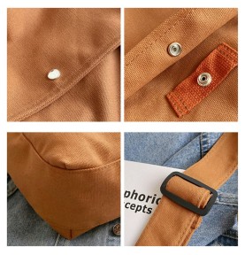 Khaki Canvas Casual Shoulder Bag