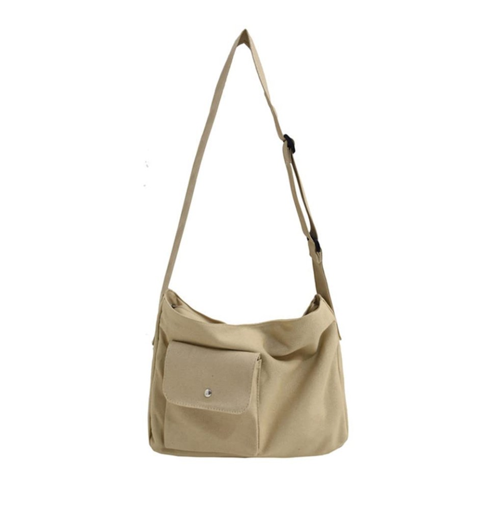 Light Khaki Canvas Casual Shoulder Bag