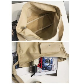 Light Khaki Canvas Casual Shoulder Bag