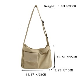 Light Khaki Canvas Casual Shoulder Bag