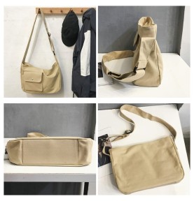 Light Khaki Canvas Casual Shoulder Bag