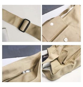 Light Khaki Canvas Casual Shoulder Bag