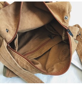 Tan Canvas Work Shoulder Bag