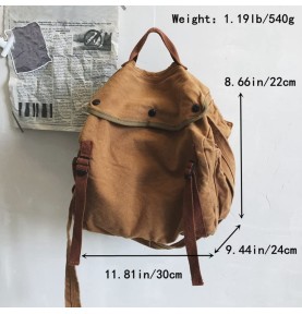 Tan Canvas Work Shoulder Bag