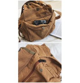 Tan Canvas Work Shoulder Bag