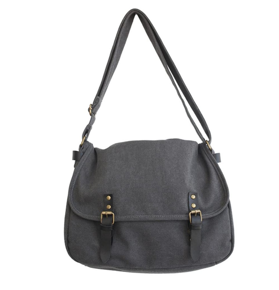 Dark Grey Canvas Work Shoulder Bag