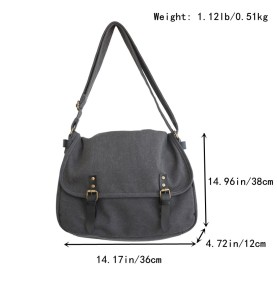 Dark Grey Canvas Work Shoulder Bag