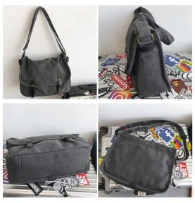 Dark Grey Canvas Work Shoulder Bag