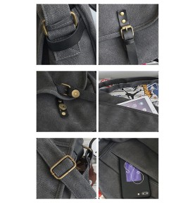 Dark Grey Canvas Work Shoulder Bag