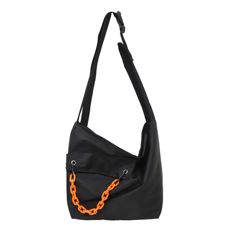 Black Contrast Chain Shoulder Bag