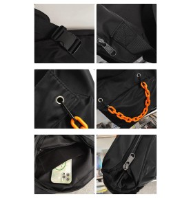 Black Contrast Chain Shoulder Bag