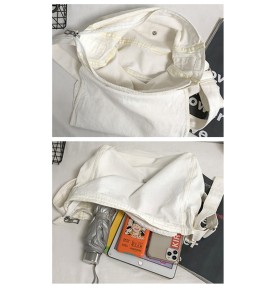 White canvas casual shoulder bag