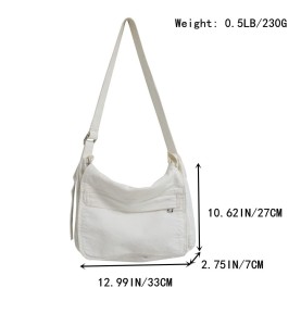 White canvas casual shoulder bag