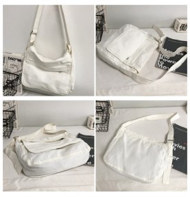 White canvas casual shoulder bag