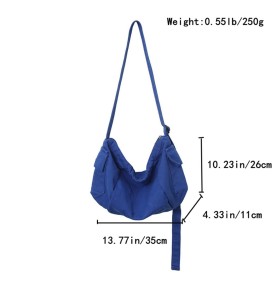 Dark blue canvas casual shoulder bag