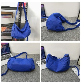 Dark blue canvas casual shoulder bag
